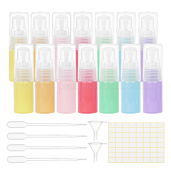Botellas de loción de viaje de plástico portátiles, con gotero de plástico desechable de 2 ml, mini tolva de embudo de plástico transparente y etiqueta adhesiva, color mezclado, 7.9x2.3 cm, capacidad: 10 ml