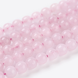 Granos naturales de abalorios de cuarzo rosa, redondo, 4mm, agujero: 0.8 mm, aproximamente 42~45 pcs / cadena, 8 pulgada