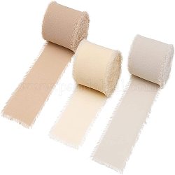 3 Rolle 3-farbiges Polyesterband mit rohen Kanten, zum Basteln von Hochzeitsgeschenkverpackungen, Farbig, 40 mm, 5 m / Rolle, 1 Rolle / Farbe