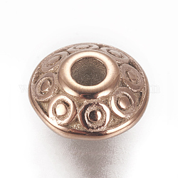 304 Edelstahl-Abstandhalter-Perlen, Rondell, Roségold, 8x4 mm, Bohrung: 2 mm