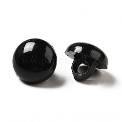 1-Hole Opaque Acrylic Shank Buttons, Dome Buttons, Dyed, Black, 11x4mm, Hole: 2mm