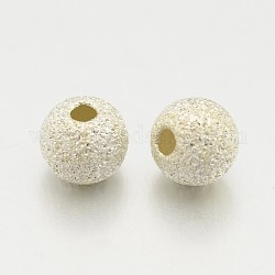 925 runde, strukturierte Perlen aus Sterlingsilber, Silber, 5 mm, Bohrung: 1.5 mm, über 5pcs / g