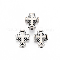 Tibetan Style Alloy Beads, Cross, Cadmium Free & Lead Free, Antique Silver, 10x8.5x3mm, Hole: 1.8mm, about 1170pcs/1000g