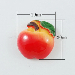 Resin Cabochons, Apple, Orange Red, about 20mm long, 19mm wide, 7mm thick