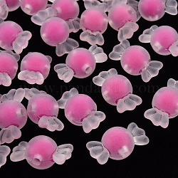Transparent Acrylic Beads, Frosted, Bead in Bead, Candy, Camellia, 11.5x21.5x11.5mm, Hole: 2.5mm, about 393pcs/500g
