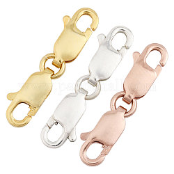 GLOBLELAND 3Pcs 3 Colors Double Lobster Claw Clasps Double Claw Connector 925 Sterling Silver Necklace Clasp Bracelet Extension for Necklace Removable Pendant Findings Bracelets Chain