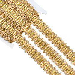チロリアンテープ  キラキラスパンコール付き  服飾材料  波の模様  ゴールド  7/8インチ（21mm）  約15ヤード/カード