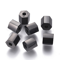 Abalorios de 304 acero inoxidable, facetados, columna, electroforesis negro, 6x6mm, agujero: 2 mm