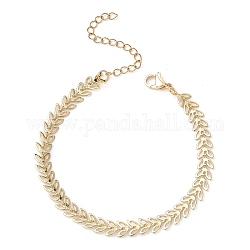 Bracciale a catena in lega di pannocchie, braccialetto con catena a maglie a foglia, oro, 7-1/4 pollice (18.3 cm)