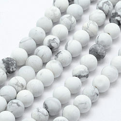 Fili di perline howlite naturale, smerigliato, tondo, 6mm, Foro: 1 mm, circa 62pcs/filo, 15.3 pollice (39 cm)