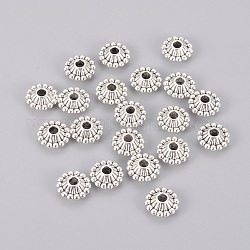 Stile tibetano perline bicono spacer,  piombo e cadmio libero, argento antico, circa11 mm di diametro, 5 mm di spessore, Foro: 3 mm