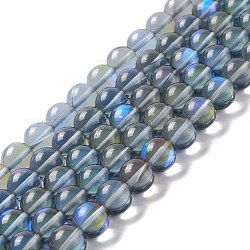 Synthetische Mondstein Perlen Stränge, Runde, Schieferblau, 10 mm, Bohrung: 1 mm, ca. 37~39 Stk. / Strang, 14.76''~14.96'' (37.5~38 cm)