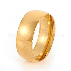 201 acero inoxidable anillos de banda lisos, dorado, tamaño de 9, diámetro interior: 19 mm, 8mm