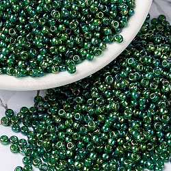 Perles rocailles miyuki rondes, Perles de rocaille japonais, 8/0, (rr354) chartreuse doublé vert ab, 8/0, 3mm, Trou: 1mm, environ 19000~20500 pcs / livre
