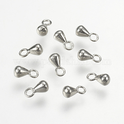 925 Sterling Silver End Pieces, teardrop, Platinum, 6x3mm, Hole: 1mm