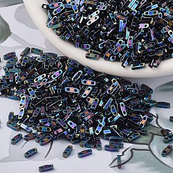Perles miyuki quart de tila, Perles de rocaille japonais, 2-trou, (qtl455) iris bleu panaché métallisé, 5x1.2x1.9mm, Trou: 0.8mm, environ 480 pcs/10 g