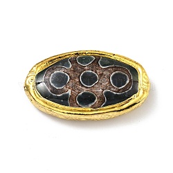 Perles de style tibétain, Perles d'agate naturelles, avec les accessoires en laiton de tonalité d'or, sans plomb et sans cadmium, oeil de cheval, 5 œil, 46.5~49x25~28x9.5~13mm, Trou: 1.2mm