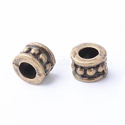 Séparateurs perles en alliage de style tibétain, colonne, Sans cadmium & sans nickel & sans plomb, bronze antique, 6x4.5mm, Trou: 3mm, environ 2320 pcs/1000 g