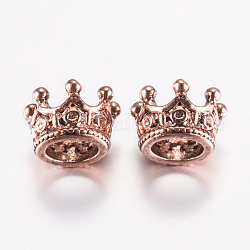 Perles en alliage de style tibétain, couronne, antique en or rose, 10.5x7mm, Trou: 6mm