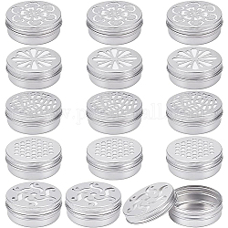 BENECREAT 15 Pack 2 oz Aluminium Tins with Hollow Lid, 5 Style Refillable Screw Lid Round Jars Sample for Cosmetic, Aromatherapy, Air Freshener, Candles, Travel Storage, Beads