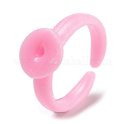 Comme composants d'anneau de manchette ouvert en plastique, supports d'anneau de pad simples pour les enfants, plat rond, perle rose, nous taille 1 3/4 (13mm), Plateau: 8.5 mm