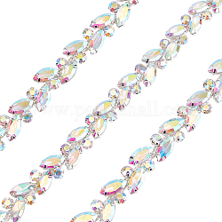 Gorgecraft 1 yard (91.4cm) chaînes de strass en verre de fer, pour la décoration de mariage de couture, cristal ab, 14.5~15x6~7mm