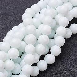 Chapelets de perles en verre, jade d'imitation, ronde, blanc, environ 10 mm de diamètre, Trou: 1mm, 31 pcs / chapelet, 11 pouce