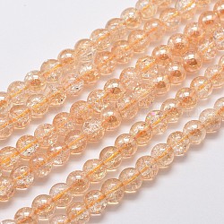 Chapelets de perles de quartz craquelé synthétique électrolytique, plein arc-en-plaqué, ronde, Sandy Brown, 12mm, Trou: 1mm, Environ 33 pcs/chapelet, 15.7 pouce