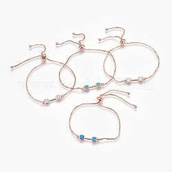 Bracelets bolo opale synthétique réglables sur le thème du sport, Bracelets coulissants, avec les accessoires en laiton, haltère, or rose, couleur mixte, 8-5/8 pouce (22 cm)