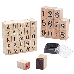 Пандахолл элита 2 коробка набор деревянных штампов, печать месяца недели, цифра 0~9 и буквы a ~ z, деревесиные, 15~24x15~16x23~24 мм, 2 стиль, 1-й стиль / коробка, 2box