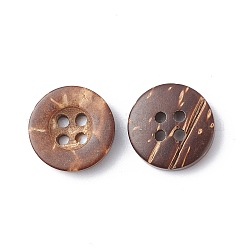 Botón de costura básica redonda tallada 4 hoyos, Botón de coco, burlywood, aproximamente 13 mm de diámetro, aproximamente 100 unidades / bolsa