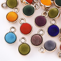 UV Plating Acrylic Pendants, Flocky, Round, Mixed Color, Light Gold, 15.5x10.5x9.5mm, Hole: 2.5mm