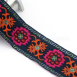 フラットエスニックスタイル刺繍ポリエステルリボン  ジャカードリボン  服飾材料  サンゴ  2インチ（50mm）  約7.66ヤード（7m）/ pc