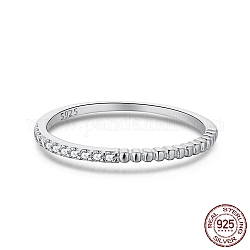 925 anello da dito in argento sterling rodiato, anello impilabile, con zirconi cubici e 925 francobollo da donna, Vero platino placcato, 1mm, misura degli stati uniti 7 (17.3mm)