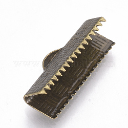 Messingband-Crimpenden, Rechteck, Antik Bronze, 8x20 mm, Bohrung: 1.5x5 mm