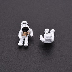 焼いた塗装合金ペンダント  宇宙飛行士は星の周りで足を曲げます  ホワイト  19x9x4mm  穴：1.8mm