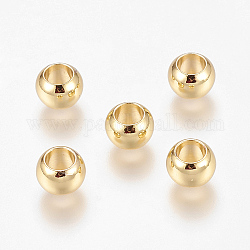 Perline in ottone per ecologico, perline foro lager, placcato di lunga durata, rondelle, oro, 8x5.5mm, Foro: 4.5 mm