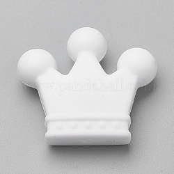 Food Grade Eco-Friendly Silicone Beads, Chewing Beads For Teethers, DIY Nursing Necklaces Making, Crown, White, 30x35x10mm, Hole: 2mm