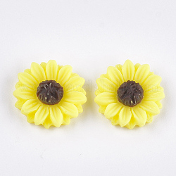 Resin Cabochons, Sunflower, Yellow, 15x5mm