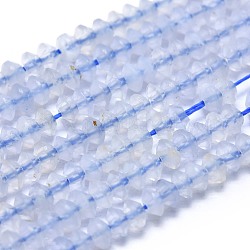 Natürlichen blauen Spitze Achat Perlen Stränge, facettiert, Doppelkegel, 2.5~3x1.5~2 mm, Bohrung: 0.5 mm, ca. 250 Stk. / Strang, 14.96 Zoll (38 cm)