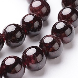 Ronde naturelle grenat perles brins, 8mm, Trou: 1mm, Environ 46 pcs/chapelet, 15 pouce