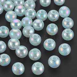 Perles en acrylique de gelée d'imitation, de couleur plaquée ab , ronde, turquoise pale, 8mm, Trou: 1.8mm, environ 1745 pcs/500 g