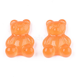 Cabujones de resina transparente, oso, naranja oscuro, 20x15x6~7mm