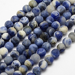 Chapelets de perles en sodalite naturelle, mat, ronde, teinte, 8mm, Trou: 1mm, Environ 48 pcs/chapelet, 15.1 pouce