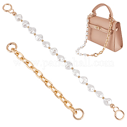Wadorn 2 pièces 2 style acrylique imitation perle keshi et poignées de sac à chaîne en aluminium, or clair, 21.5~37 cm, 1pc / style
