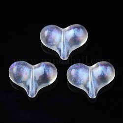 Perline acrilico trasparente, polvere di scintillio, cuore, chiaro, 17x23x8.5mm, Foro: 1.2 mm