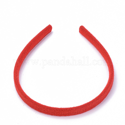 Accessoires pour cheveux accessoires de bande de cheveux en plastique uni, pas de dents, de velours, rouge, 112 mm, 11.5 mm
