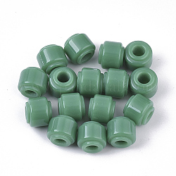 Resina perline europei, perline con foro grande, colonna, verde mare medio, 11x10mm, Foro: 5 mm
