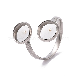 201 fornituras de anillo de puño abierto de acero inoxidable, ajuste del anillo de la almohadilla, plano y redondo, color acero inoxidable, nosotros tamaño 6 1/4 (16.7 mm), Bandeja: 8 mm