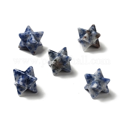 Cuentas de jaspe de punto azul natural, sin agujero / sin perforar, Merkaba estrella, 12.5~13x12.5~13x12.5~13mm